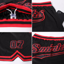 Load image into Gallery viewer, Custom Black Black-Red Authentic Throwback Basketball Shorts
