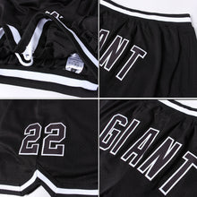 Load image into Gallery viewer, Custom Black Black-White Authentic Throwback Basketball Shorts
