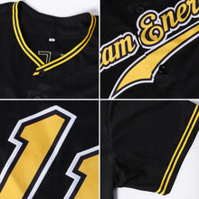 Load image into Gallery viewer, Custom Black Gold Authentic Baseball Jersey
