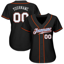 Load image into Gallery viewer, Custom Black White-Orange Authentic Baseball Jersey
