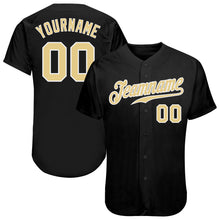 Load image into Gallery viewer, Custom Black Vegas Gold-White Authentic Baseball Jersey
