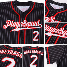 Load image into Gallery viewer, Custom Black White Pinstripe White-Red Authentic Baseball Jersey
