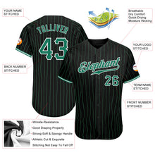 Load image into Gallery viewer, Custom Black Kelly Green Pinstripe Kelly Green-White Authentic Baseball Jersey
