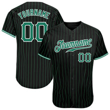 Load image into Gallery viewer, Custom Black Kelly Green Pinstripe Kelly Green-White Authentic Baseball Jersey
