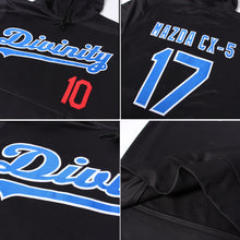 Load image into Gallery viewer, Custom Stitched Black Royal-Red Sports Pullover Sweatshirt Hoodie

