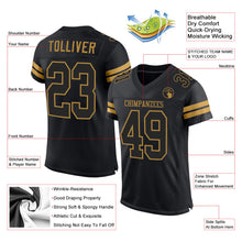 Load image into Gallery viewer, Custom Black Black-Old Gold Mesh Authentic Football Jersey
