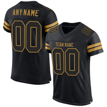 Load image into Gallery viewer, Custom Black Black-Old Gold Mesh Authentic Football Jersey
