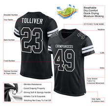 Load image into Gallery viewer, Custom Black Black-White Mesh Authentic Football Jersey
