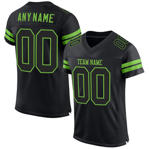 Custom Black Black-Neon Green Mesh Authentic Football Jersey