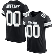 Load image into Gallery viewer, Custom Black White-Silver Mesh Authentic Football Jersey
