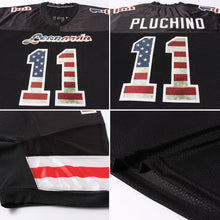 Load image into Gallery viewer, Custom Black Vintage USA Flag-Cream Mesh Authentic Football Jersey
