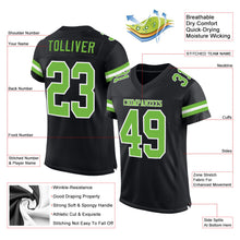 Load image into Gallery viewer, Custom Black Neon Green-White Mesh Authentic Football Jersey
