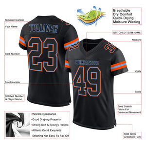 Custom Black Black-Orange Mesh Authentic Football Jersey