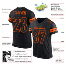 Load image into Gallery viewer, Custom Black Black-Orange Mesh Authentic Football Jersey
