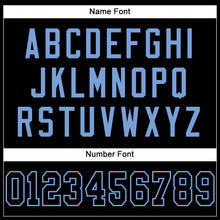 Load image into Gallery viewer, Custom Black Black-Light Blue Mesh Authentic Football Jersey
