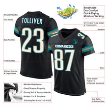 Load image into Gallery viewer, Custom Black White-Teal Mesh Authentic Football Jersey
