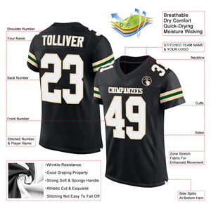 Custom Black White-Cream Mesh Authentic Football Jersey