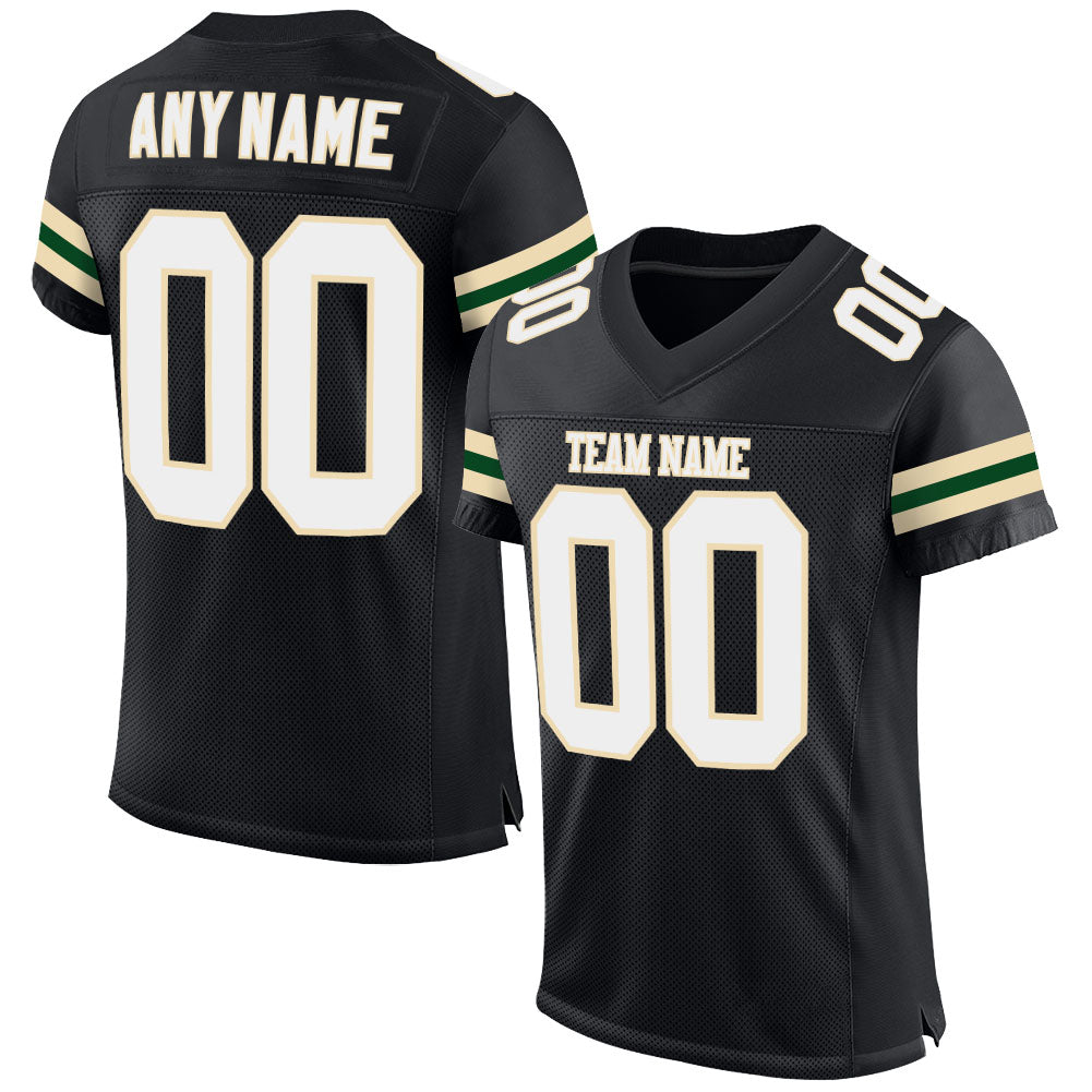 Custom Black White-Cream Mesh Authentic Football Jersey