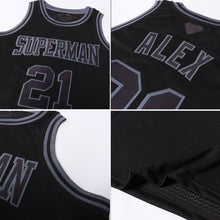 Load image into Gallery viewer, Custom Black Black-Steel Gray Authentic Throwback Basketball Jersey
