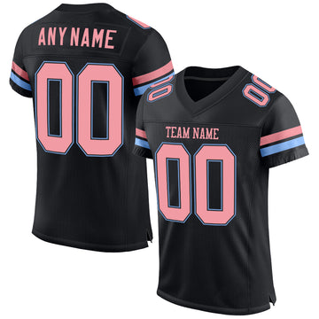 Custom Black Medium Pink-Light Blue Mesh Authentic Football Jersey