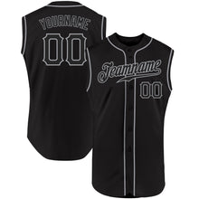 Load image into Gallery viewer, Custom Black Black-Gray Authentic Sleeveless Baseball Jersey
