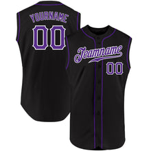 Load image into Gallery viewer, Custom Black Purple-White Authentic Sleeveless Baseball Jersey
