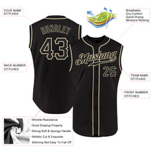 Load image into Gallery viewer, Custom Black Black-Cream Authentic Sleeveless Baseball Jersey
