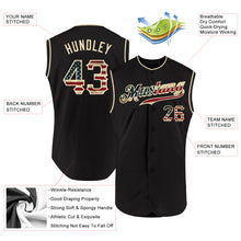 Load image into Gallery viewer, Custom Black Vintage USA Flag-Cream Authentic Sleeveless Baseball Jersey
