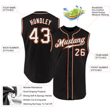 Load image into Gallery viewer, Custom Black White-Orange Authentic Sleeveless Baseball Jersey
