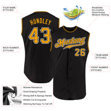 Load image into Gallery viewer, Custom Black Gold-White Authentic Sleeveless Baseball Jersey
