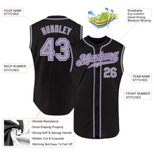 Load image into Gallery viewer, Custom Black Gray-Purple Authentic Sleeveless Baseball Jersey
