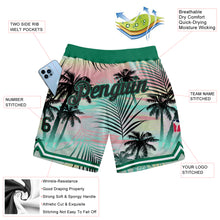 Load image into Gallery viewer, Custom Black Black-Kelly Green 3D Pattern Design Tropical Palm Leaves Authentic Basketball Shorts
