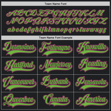 Load image into Gallery viewer, Custom Black Pink-Neon Green Hockey Jersey

