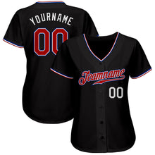 Load image into Gallery viewer, Custom Black Red-Royal Authentic Baseball Jersey
