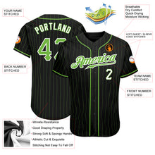 Load image into Gallery viewer, Custom Black Neon Green Pinstripe Neon Green-White Authentic Baseball Jersey
