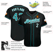 Load image into Gallery viewer, Custom Black Teal Pinstripe Teal-White Authentic Baseball Jersey
