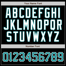 Load image into Gallery viewer, Custom Black Teal Pinstripe Teal-White Authentic Baseball Jersey
