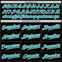 Load image into Gallery viewer, Custom Black Teal Pinstripe Teal-White Authentic Baseball Jersey
