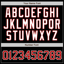 Load image into Gallery viewer, Custom Black Red Pinstripe Red-White Authentic Baseball Jersey
