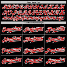 Load image into Gallery viewer, Custom Black Red Pinstripe Red-White Authentic Baseball Jersey
