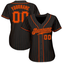 Load image into Gallery viewer, Custom Black Orange Pinstripe Orange-Black Authentic Baseball Jersey

