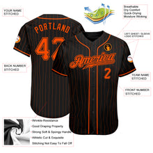 Load image into Gallery viewer, Custom Black Orange Pinstripe Orange-Black Authentic Baseball Jersey
