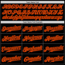 Load image into Gallery viewer, Custom Black Orange Pinstripe Orange-Black Authentic Baseball Jersey
