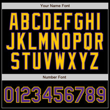 Load image into Gallery viewer, Custom Black Gold Pinstripe Purple-Gold Authentic Baseball Jersey

