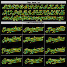 Load image into Gallery viewer, Custom Black Kelly Green Pinstripe Kelly Green-Gold Authentic Baseball Jersey
