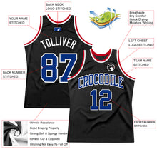 Load image into Gallery viewer, Custom Black Royal-White Authentic Throwback Basketball Jersey
