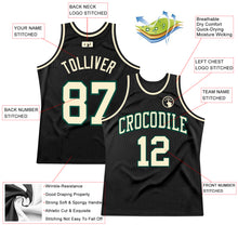 Load image into Gallery viewer, Custom Black Cream-Green Authentic Throwback Basketball Jersey
