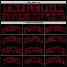 Load image into Gallery viewer, Custom Black Black-Red Authentic Throwback Basketball Jersey

