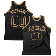 Load image into Gallery viewer, Custom Black Black-Old Gold Authentic Throwback Basketball Jersey
