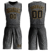 Load image into Gallery viewer, Custom Black Black-Old Gold Round Neck Sublimation Basketball Suit Jersey
